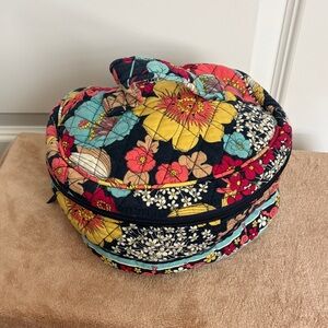 Vera Bradley Round Cosmetic Toiletry Case - Black, Yellow, Red, Pink, Teal